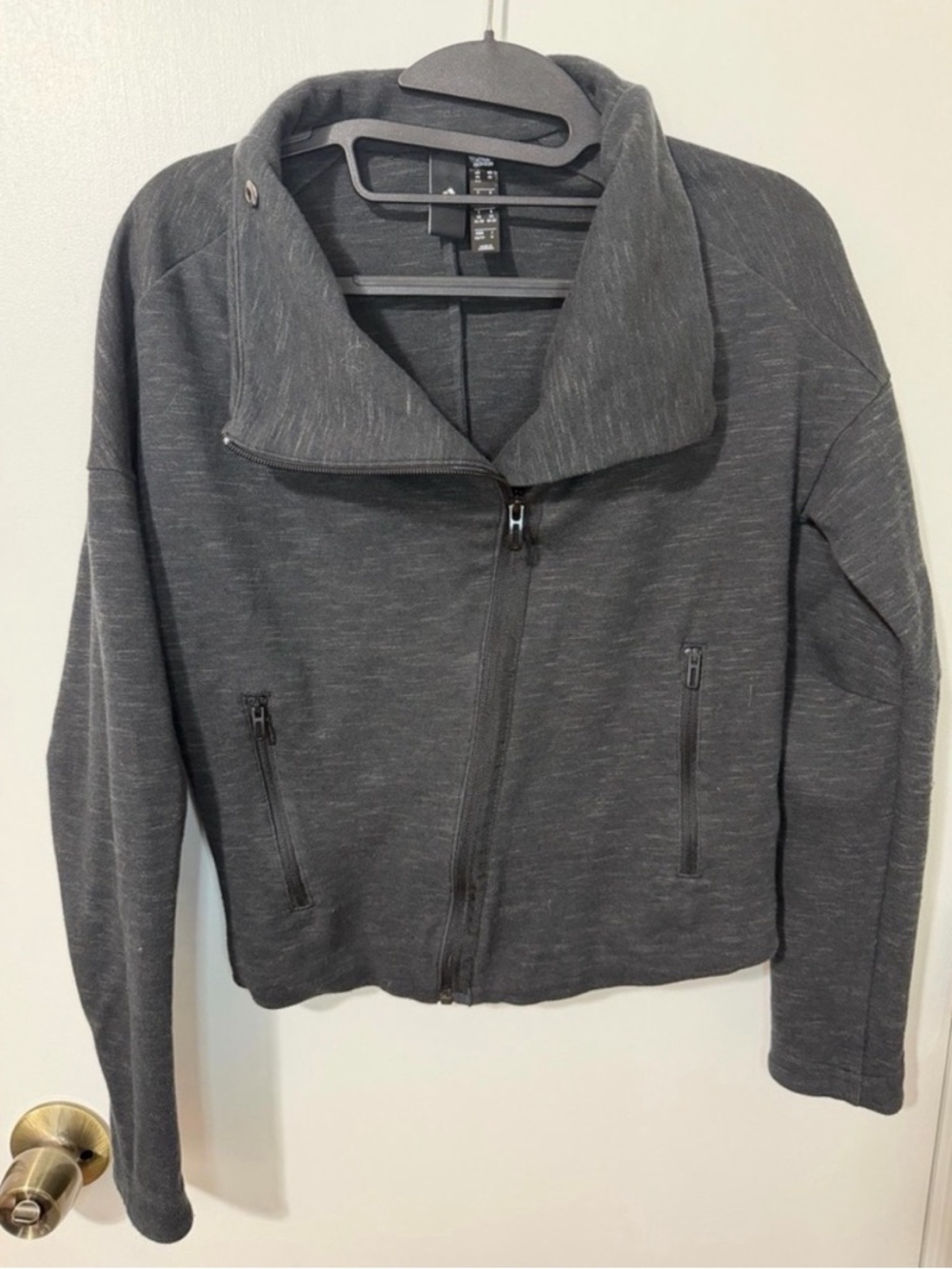 adidas Women's Dark Grey Zip-Up Bomber Jacket